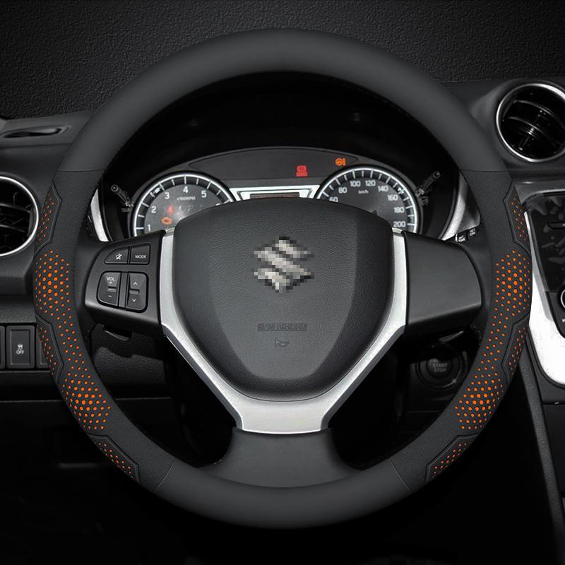 Suzuki Alto Ciaz Baleno Celerio Lgnis Jimny SX4 Swift Grand Vitara Carbon fiber Suede Car Steering Wheel Cover Auto Accessories