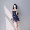 Sexy Cross Halter Suspender Skirt Spice Girl Tie-Dye Printed Mesh Waist Dress