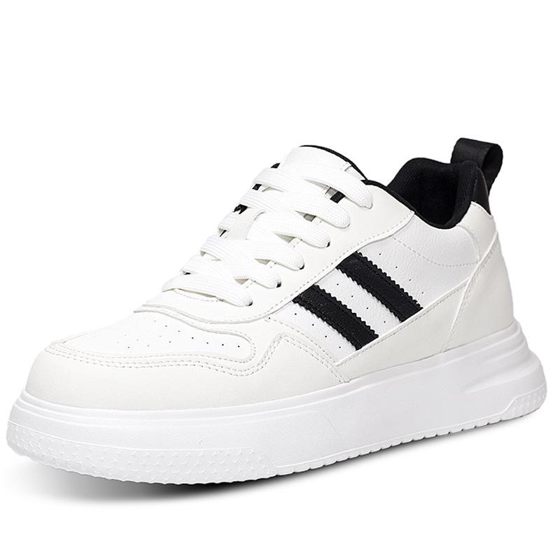Men s 8CM Invisible Height-Boosting Casual Sneakers - Trendy White Skate Shoes Size 44
