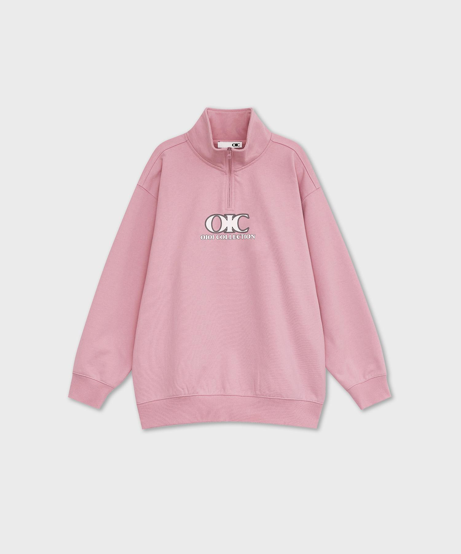 Oioi Collection Two-Tone Logo Half-Zip [Pink] L
