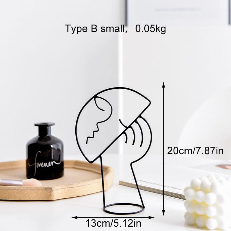 Nordic Abstracte Smeedijzeren Portret Art Ornamenten Retro Home Decor Sieraden Rack Metalen Ambachten Karakter Decoratie Ornamenten