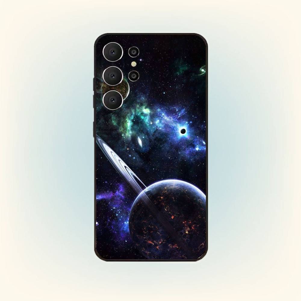 Space Galaxy Universe Phone Case For Samsung S26,S25,24,23,22,30,21,10,9,Ultra,Plus,Lite,Black Soft Case