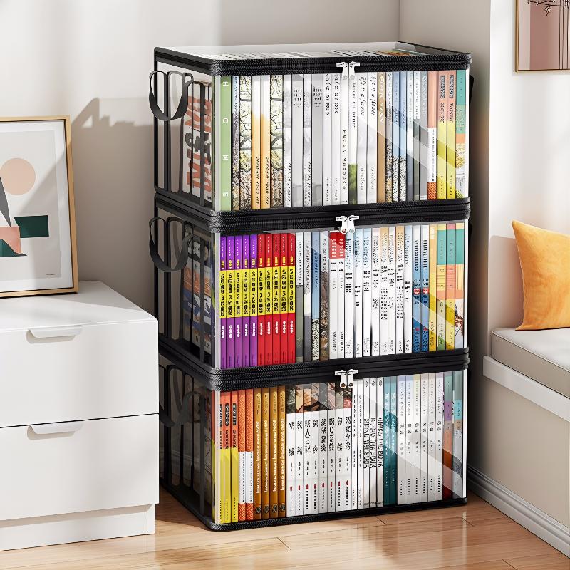 Boîte de rangement en PVC transparent avec couvercle à rabat Fenêtre visible pour l'organisation des jouets d'enfants dans une armoire une étagère ou sous le lit