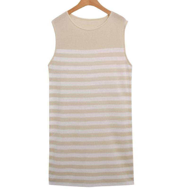 Shop   Women Stripe Sleeveless Knit Dress Ivory Jle Wdr 2457