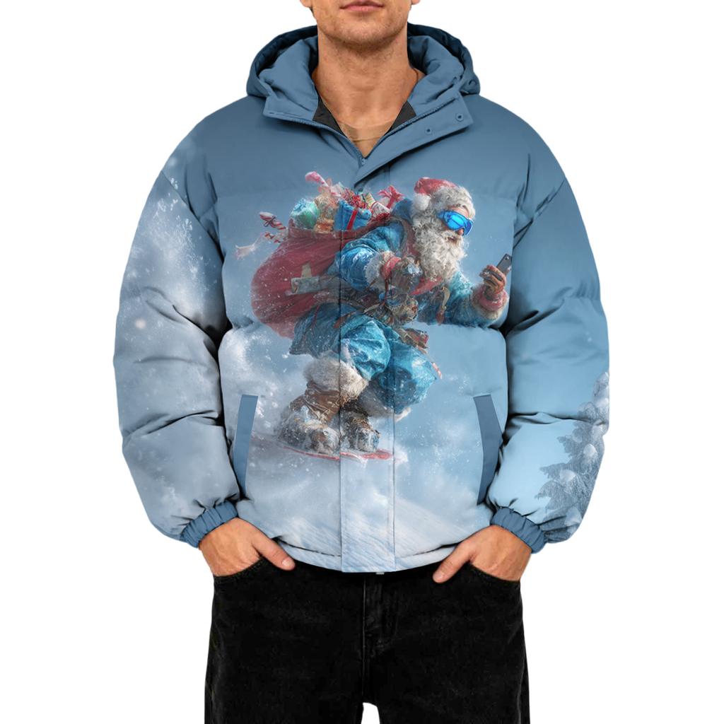 Men's Oversized Casual Down Jacket With Long Sleeves And Hood