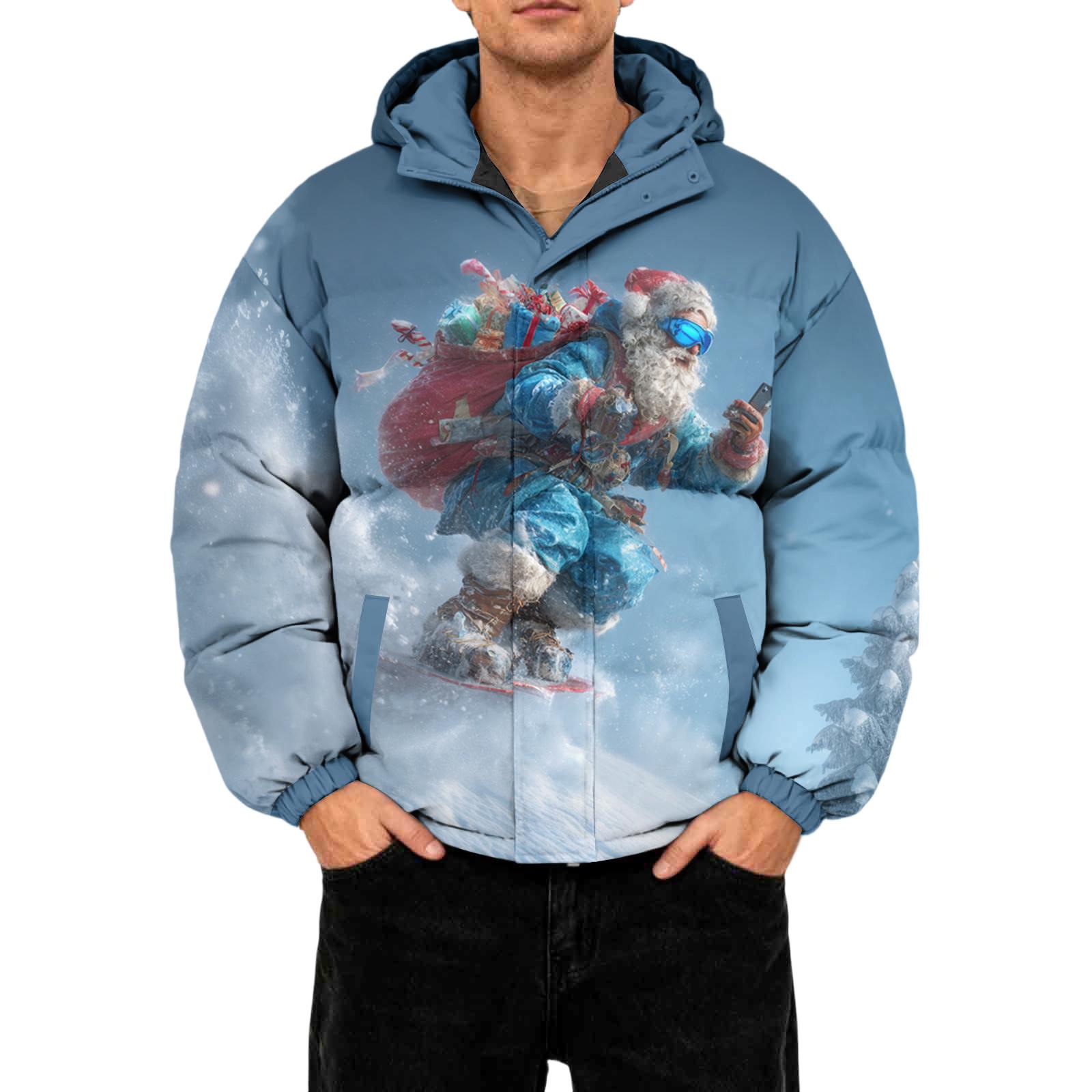 

Мужская повседневная пуховая куртка оверсайз с длинными рукавами и капюшоном XL небесно-голубой