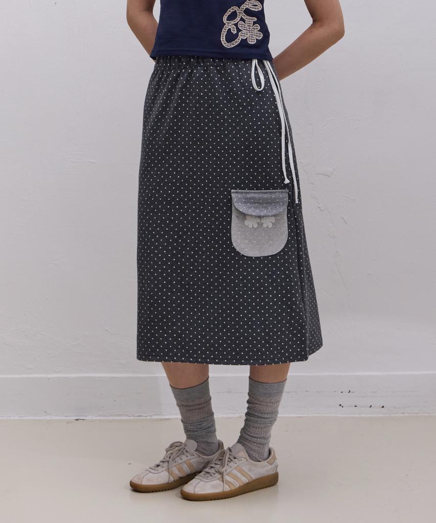 Ebeulisi Dot Pocket Sweat Skirt (Gray)