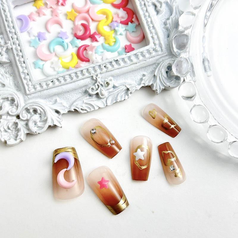 New Nail Art Resin Star Moon Ornaments Mini Small Macaron Nails DIY Phone Case Decoration