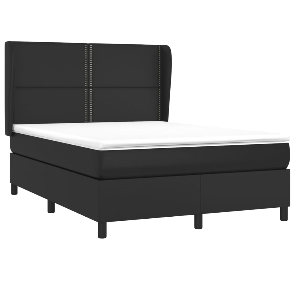 Vidaxl Continental Bed With Mattress, Black, Faux Leather 140X190 Cm