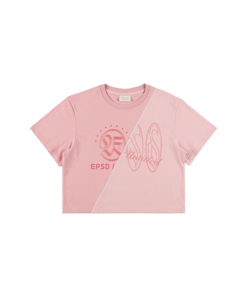 EPISODE UNTITLED Asymmetrical Graphic Crop Top Pink