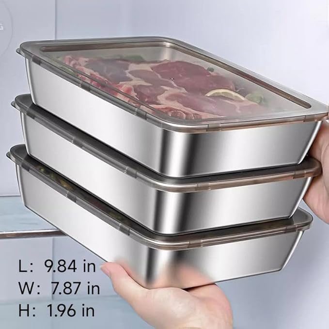 Stainless Steel Food Storage Containers Set – Freezer  Dishwasher Safe Stackable Storage Boxes with Lids Oven-Safe Trays  Side Dish Plates Ideal