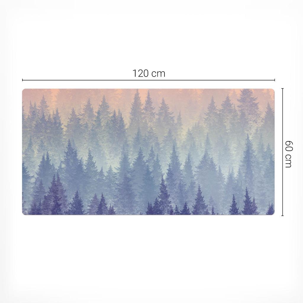 Decorative Desk Mat for Work and Study Misty Forest Panorama 120x60 Cm