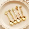 European and American Retro Dessert Spoon Coffee Spoon Small Spoon Five-piece Set of Golden Conch Shell Sailing Tableware