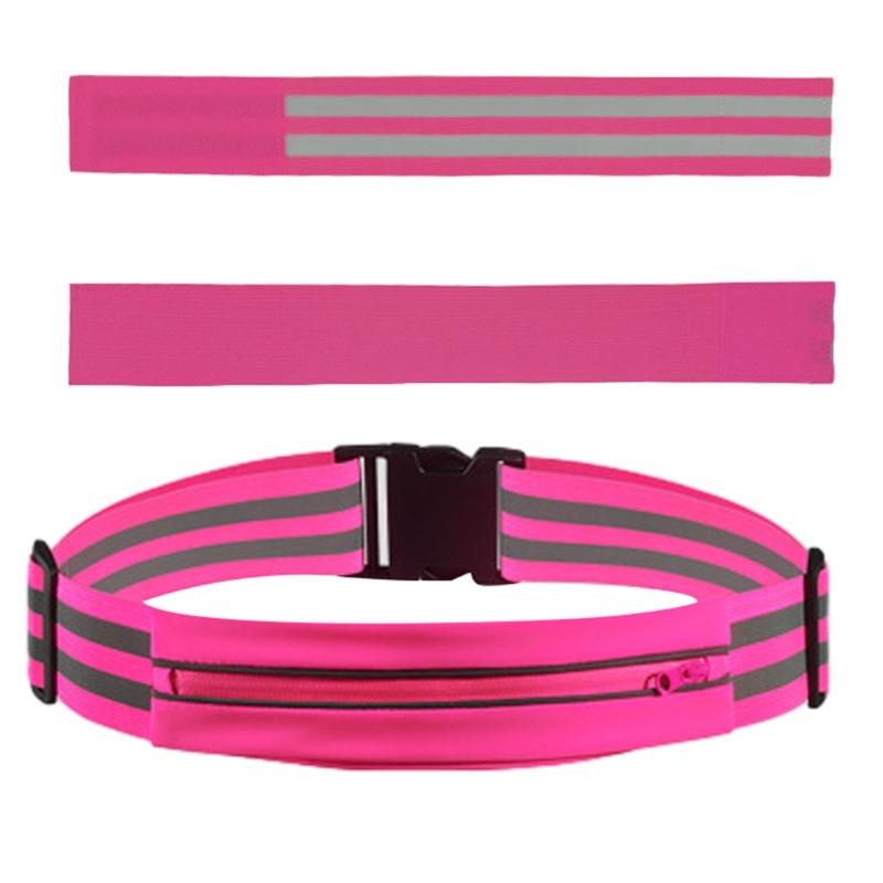 Reflective Glow Belt Be Seen and Protected During Nighttime Workouts! Reflective Waist Belt Storage Pocket Armbands