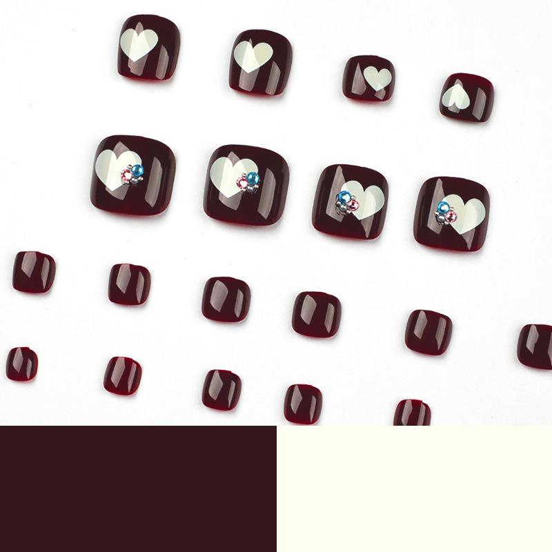 Wear Nail Piece, Rhinestone Nail Piece, Brown Love Foot Nail, Nail Patch, Fake Nail
