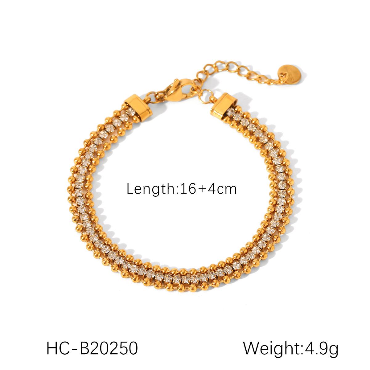 OT Buckle Stainless Steel Cross Chain Spliced Zircon Bracelet for Women, Premium Titanium Steel Bracelet