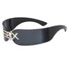 Trendy Rimless Metal Decorated Futuristic Sunglasses