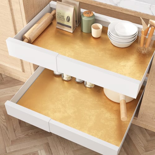 VEELIKE Self-Adhesive Wallpaper Stickers, Gold Foil, 40cm Wide X 3m, PVC, Heat-Resistant, Waterproof, Removable, Japanese-Style Remake Sheet, Cutting