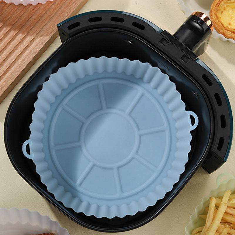 Silicone Air Fryers Oven Baking Tray Pizza Fried Chicken Airfryer Silicone Basket Reusable Airfryer Pan Liner Accessories