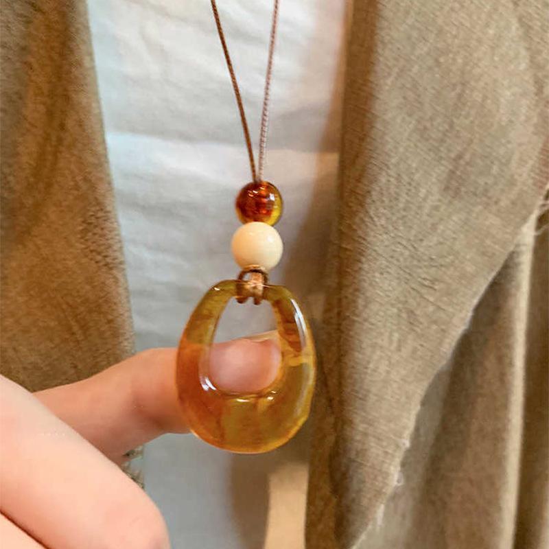 

Винтажное керамическое колье в богемном стиле, женское, новое, в китайском стиле, экзотический этнический стиль, длинная цепочка для свитера, предмет с ощущением высокого класса, украшение