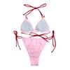 Women's Sexy Split Color Bikini SSwimsuit Bow Tie Swimsuit 2 Piece Set