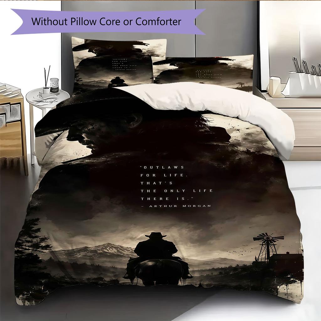 Arthur Morgan Poster Bedding Quilt Set Quilt Cover Pillowcase Home Decoration Birthday Gift (1 * Duvet Cover + 2 * Pillowcase, Without Core)