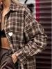 European 2026 Women's Long Retro Plaid Shirt - Spring Loose Fit