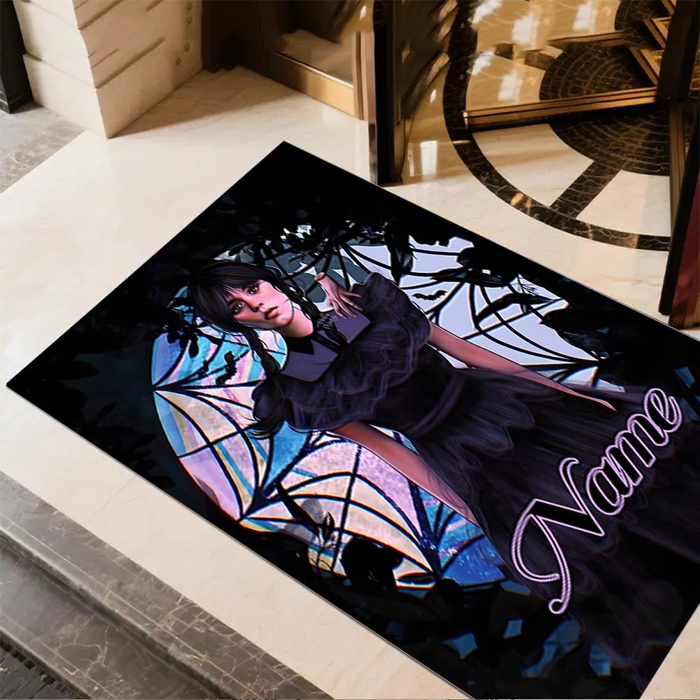 Gothic Fantasy Portrait Customize Your Name Floor Mat Perfect for Game Room Hallway Study room Dining Room Anti-slip Rug Anime Office Decor