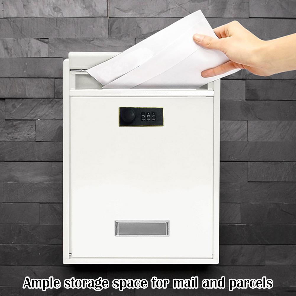 Modern Wall Mounted Mailbox Metal Iron Plate Rainproof Hanging Password Lock Postbox for After Hours Deposits Key & Letter Drop