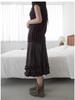 Korean Retro Plaid Ruffle Midi Skirt with Elastic Waist - Women's New Arrival