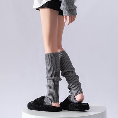Chaussettes Couvre-Pieds Chaudes Cachemire Chaussettes à Enfiler Y2K Tricotées Longues Tube Empilables Gris Épaissies Chaussettes Mollet