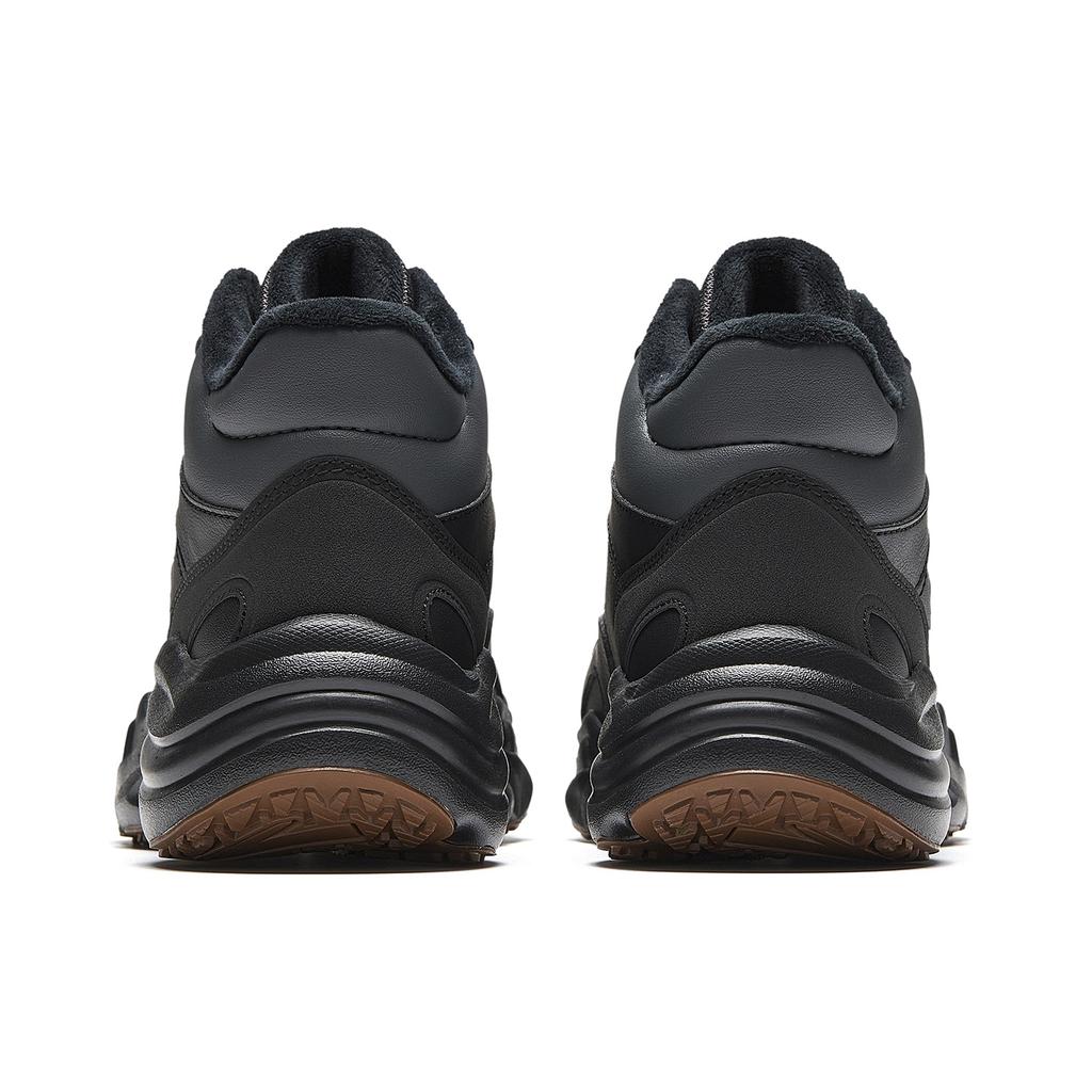 Anta Walker Leather Lined Warm Thickened Winter High-Top Casual Shoes Kids Casual Shoes Black 922618923-3