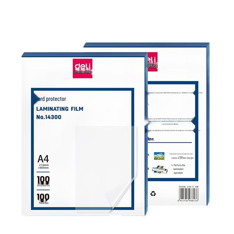 Deli A4 Transparent Laminating Pouches