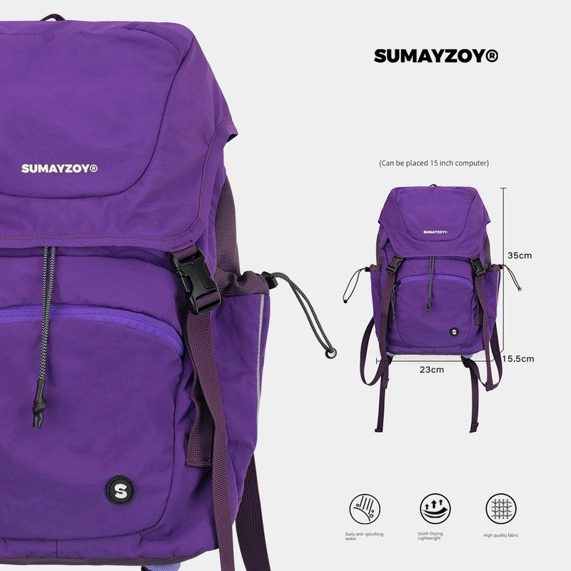 

Sumayzoy Backpack Outdoor Travel Hiking Backpack Camping Fan Lightweight Backpack Hiking Large Capacity Schoolbag Berry Sauce Purple