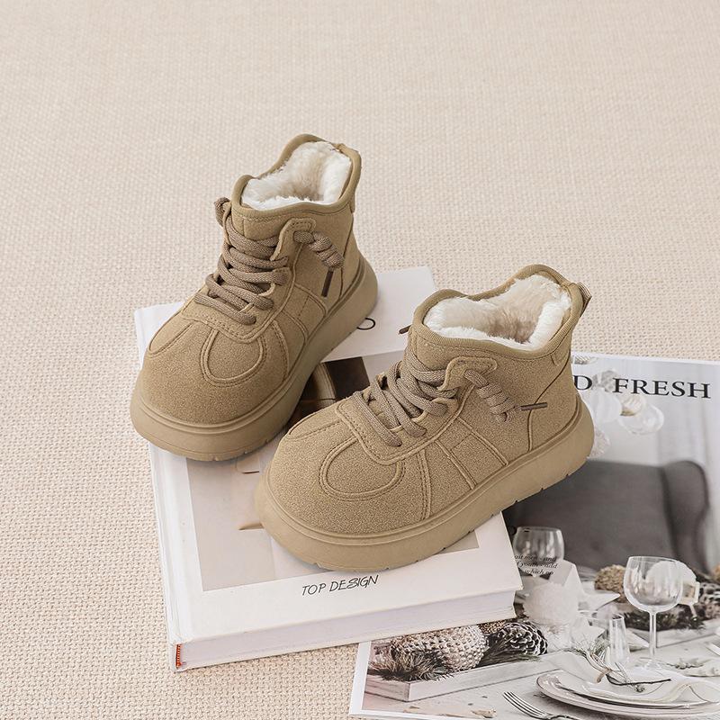 

Девичьи снегоходы, защищающие от холода, Детские кожаные ботинки на толстом бархате, Девичьи нескользящие ботильоны 28