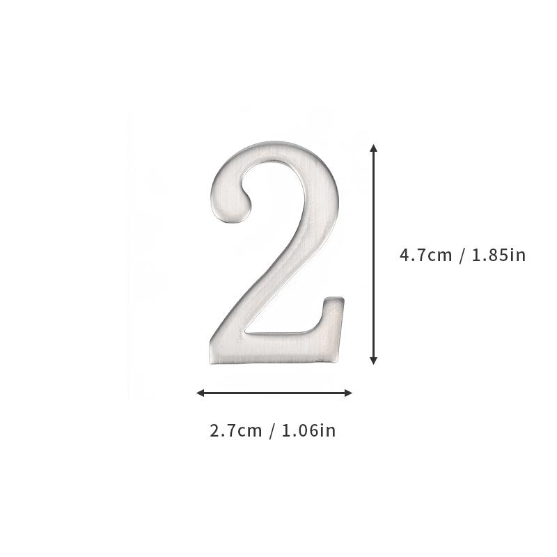 Aluminum Alloy Door Number with Backing Adhesive 5*3cm Silver House Number Apartment Door Number for Outdoor Hotel Home Mailbox