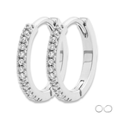 [R3629] - Gümüş 'Sissi' gümüş-beyaz halka küpe (rodyum) - 13mm 2mm