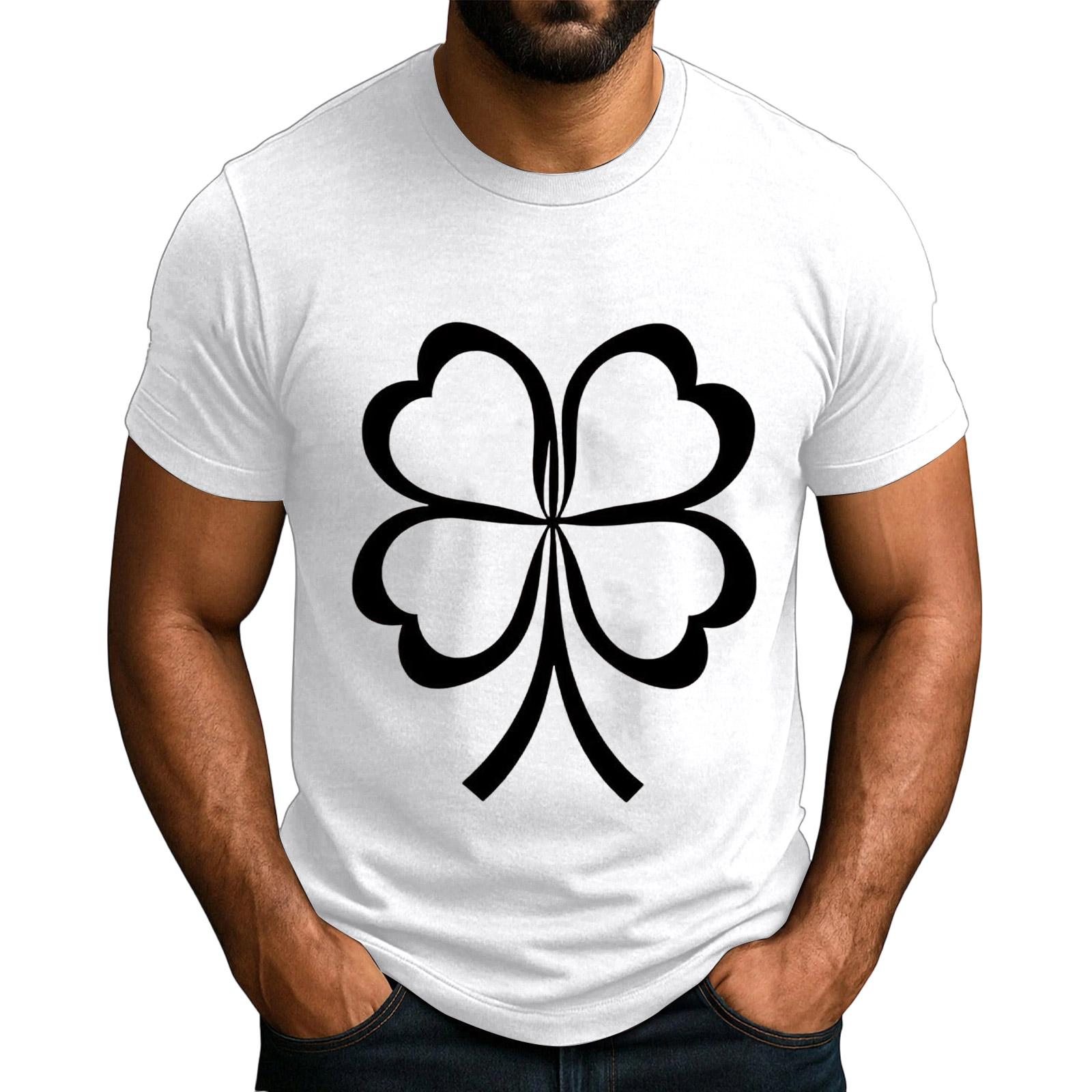 Мужская популярная футболка с принтом, круглым вырезом и коротким рукавом XL белый