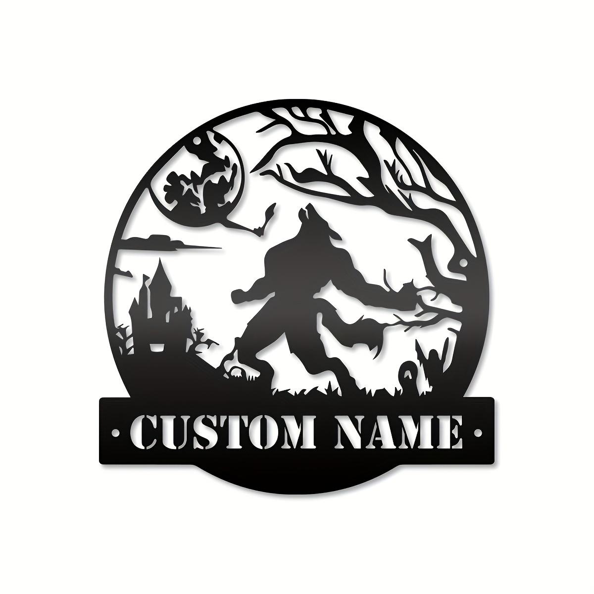 

Personalizable Werewolf Metal Wall Sign Gothic Halloween Gift Durable Indoor Outdoor