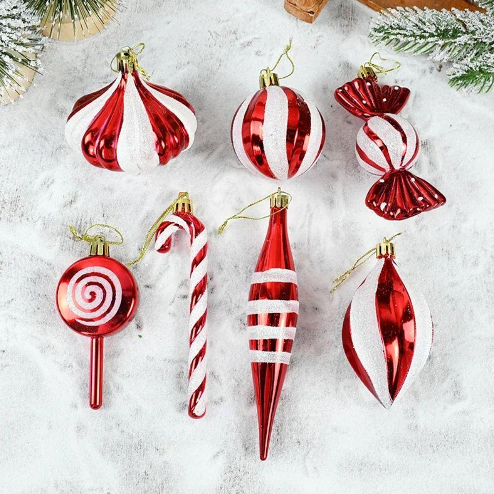 14pcs/set Candy Cane Xmas Tree Hanging Pendants Red Christmas Tree Hanging Ornaments  Natal Gift
