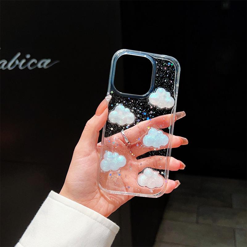 

Small Fresh Ins Style Phone Case for IPhone 17 Promax Cloud for Apple 14 Sparkling Pink Glitter 16 Women s Edition For iPhone 7/8/SE 2020
