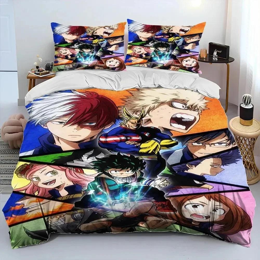 Anime My Hero Academia Izuku Deku Ložní souprava Tištěná s povlakem na polštář Měkký povlak na přikrývku Jednolůžko Dvojlůžko Královská Velikost