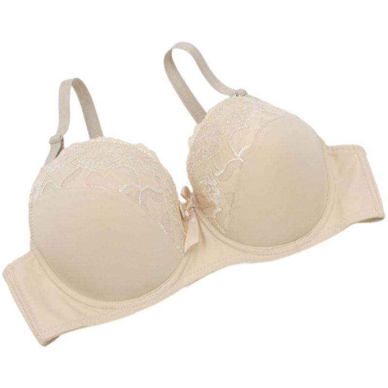 Women's Embroidered Lace Bra Deep V Gathering Bra Adjustable Strap