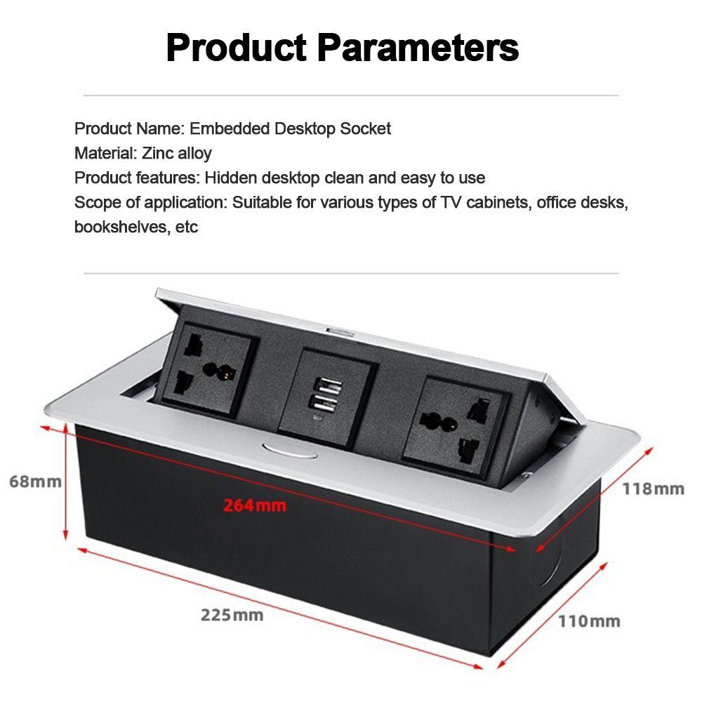 Metal Panel Desktop Plug-In Adapter Embedded Hidden Table Socket Bounce Socket  Multimedia Desktop