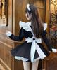 KALAOK Maid Cosplay Long Sleeve Halloween Cute Size 3XL Dress, Uniform, Cafe, Costume, Dress, Black,