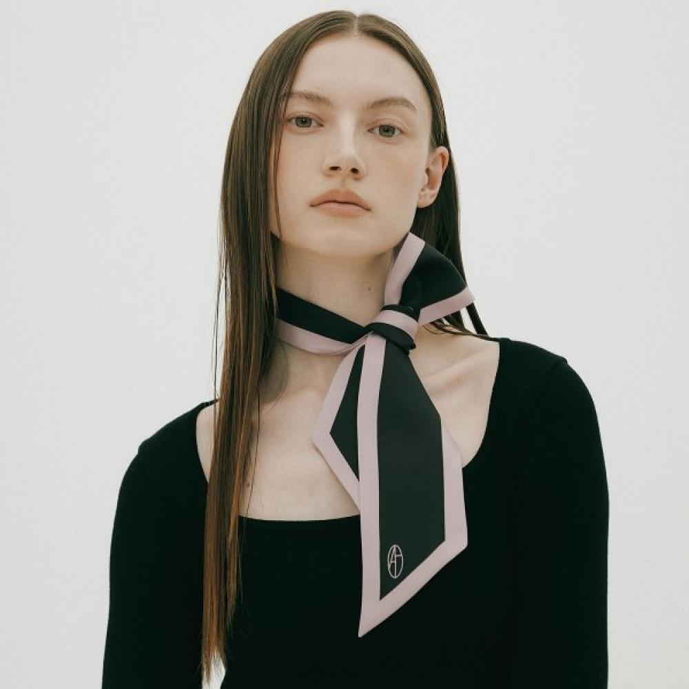 Avvina Pelle Long Twilly Silk Scarf Lilac Black Single option