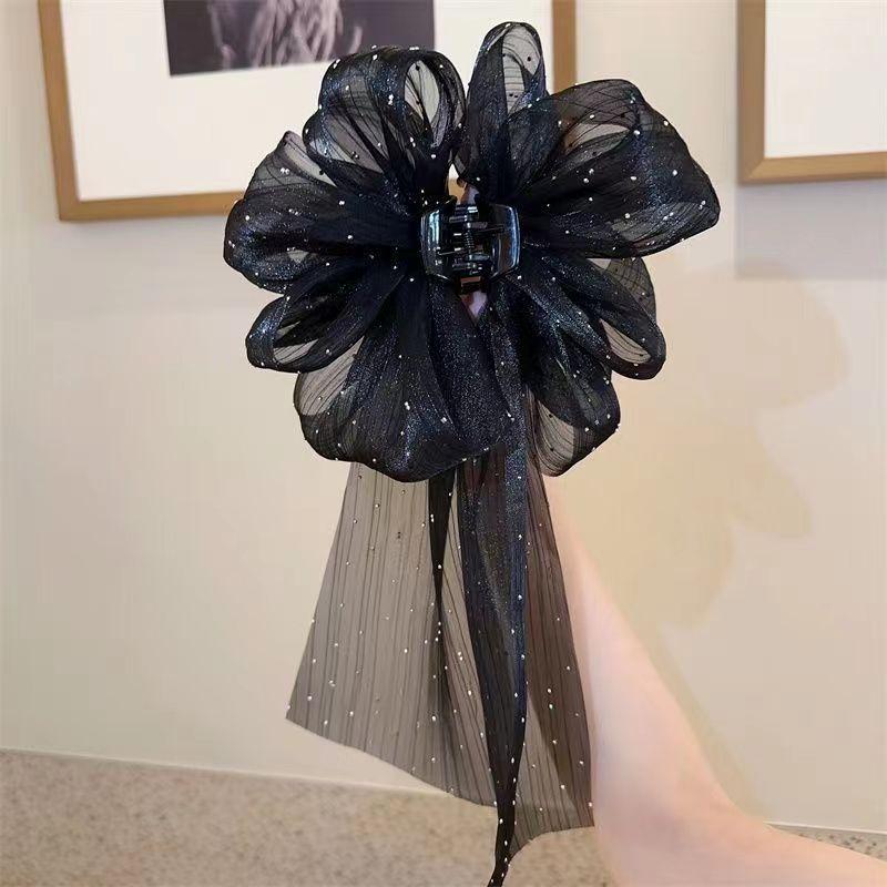 

Elegant Hair Accessories with Oversized Tassel Net Yarn Butterfly Bow Hair Clip for Women