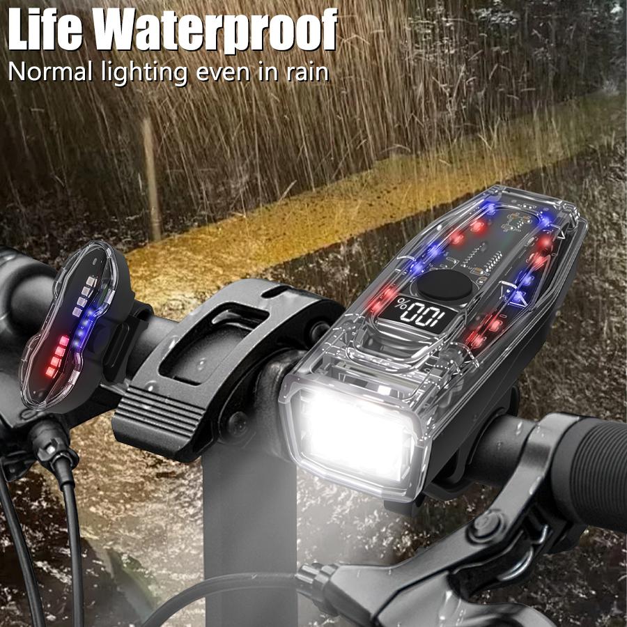 Rechargeable Bike Light Set Outdoor Front Lamp 5Mode Easy To Install Headlight Bicycle Accessories for The Bicycle Taillight
