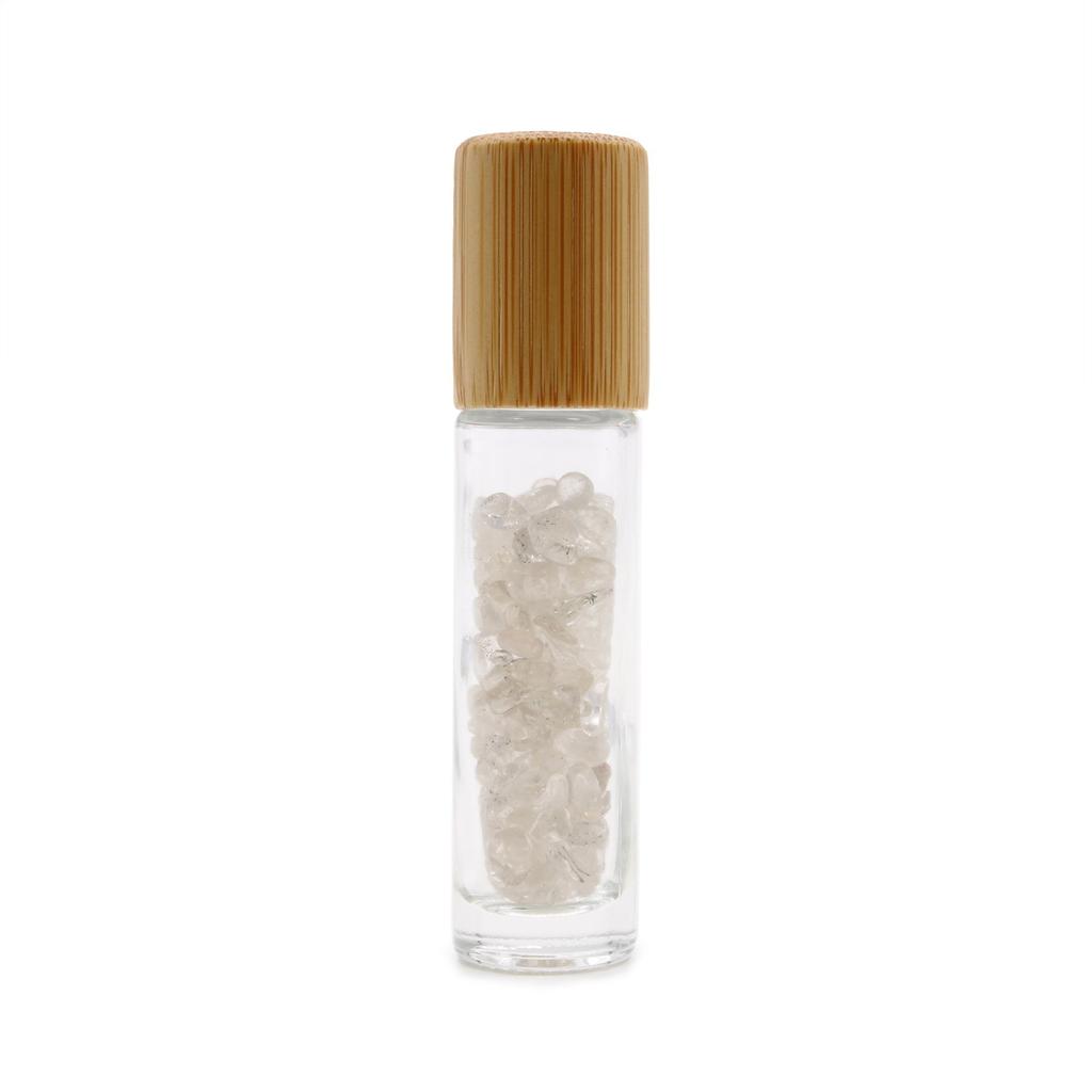 Essential Oil Roller Bottle Rock Quartz Wooden Cap