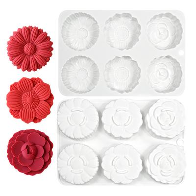 1 sztuka 6 Równych Form Silikonowych do Musu Słonecznikowego, Ciasta Róża Gerbera, Czekolady Wzór, Ciasta Księżycowego, Mydła